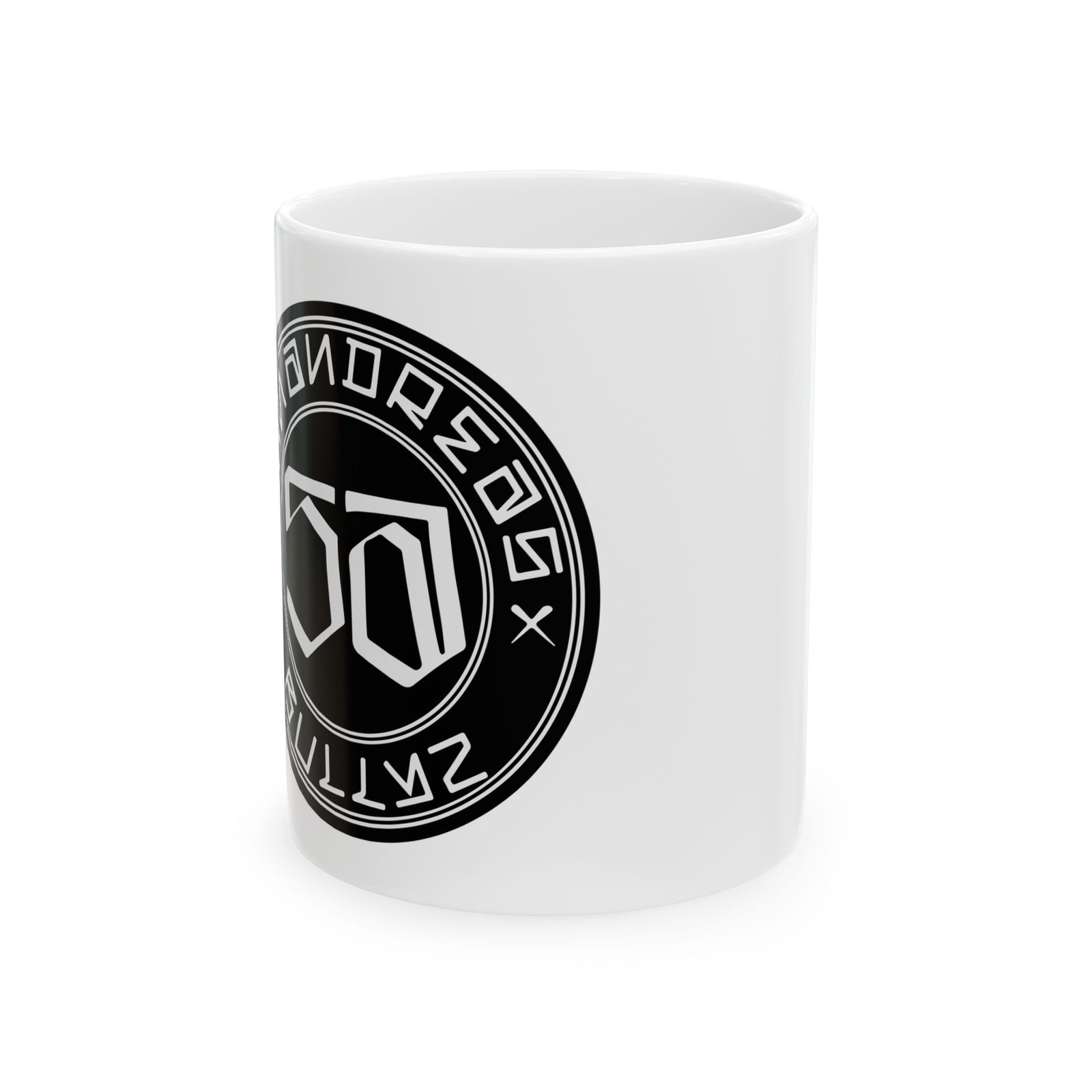 Black Circular Emblem Logo Mug | Ceramic Coffee Cup